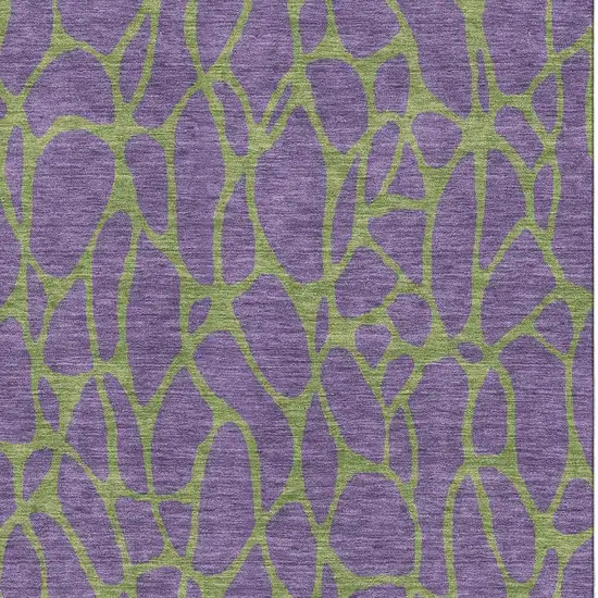 Purple And Green Geometric Washable Area Rug With UV Protection Photo 2