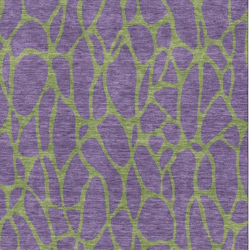 Purple And Green Geometric Washable Area Rug With UV Protection Photo 2