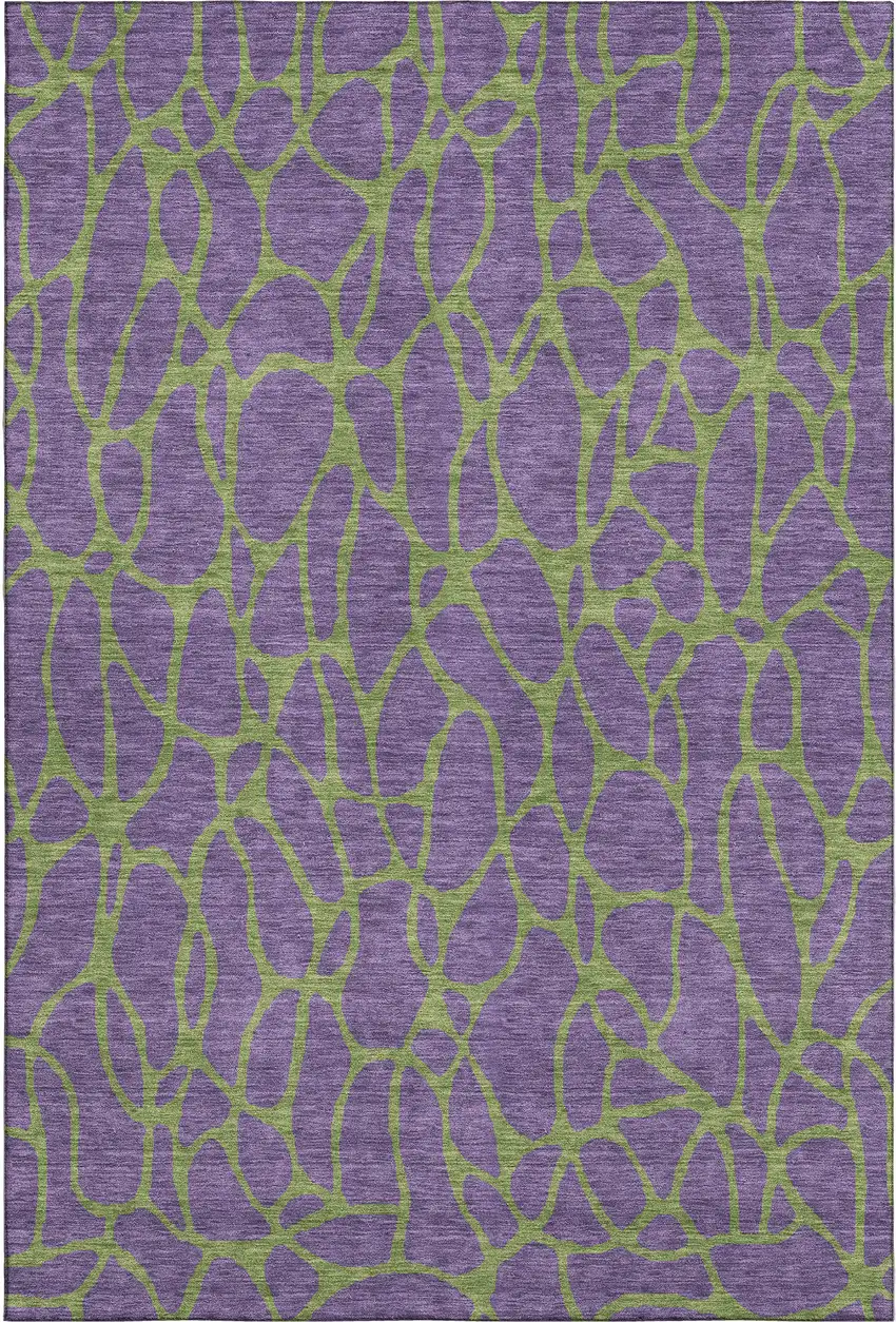 Purple And Green Geometric Washable Area Rug With UV Protection Photo 1