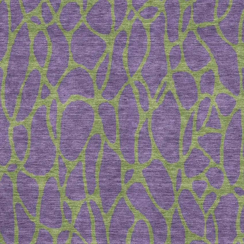 Purple And Green Geometric Washable Area Rug With UV Protection Photo 2