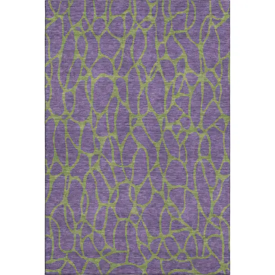 Purple And Green Geometric Washable Area Rug With UV Protection Photo 1