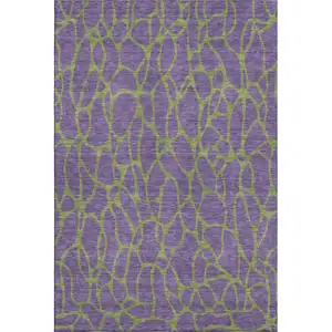 Photo of Purple And Green Geometric Washable Area Rug With UV Protection