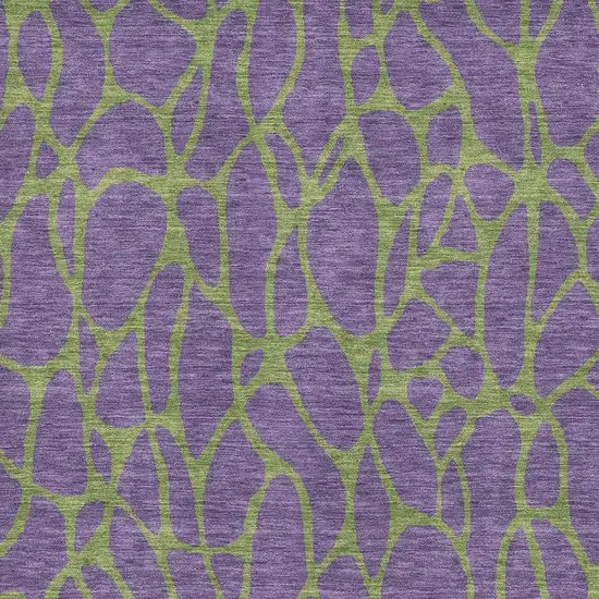 Purple And Green Geometric Washable Area Rug With UV Protection Photo 2