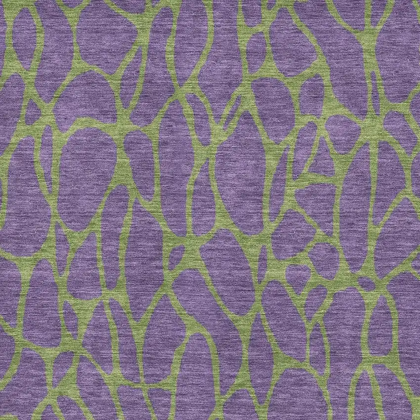 Purple And Green Geometric Washable Area Rug With UV Protection Photo 2