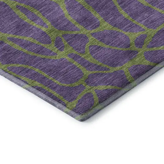 Purple And Green Geometric Washable Area Rug With UV Protection Photo 7