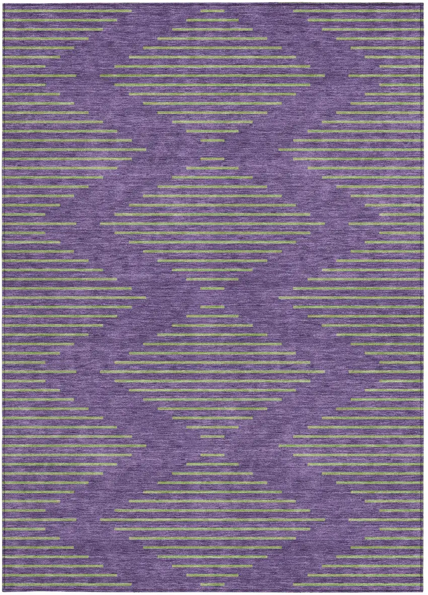 Purple And Green Geometric Washable Indoor Outdoor Area Rug Photo 6