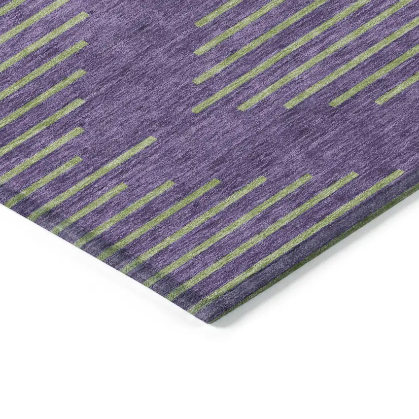 Purple And Green Geometric Washable Indoor Outdoor Area Rug Photo 4