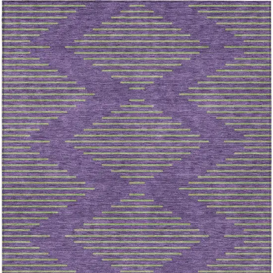 Purple And Green Geometric Washable Indoor Outdoor Area Rug Photo 6