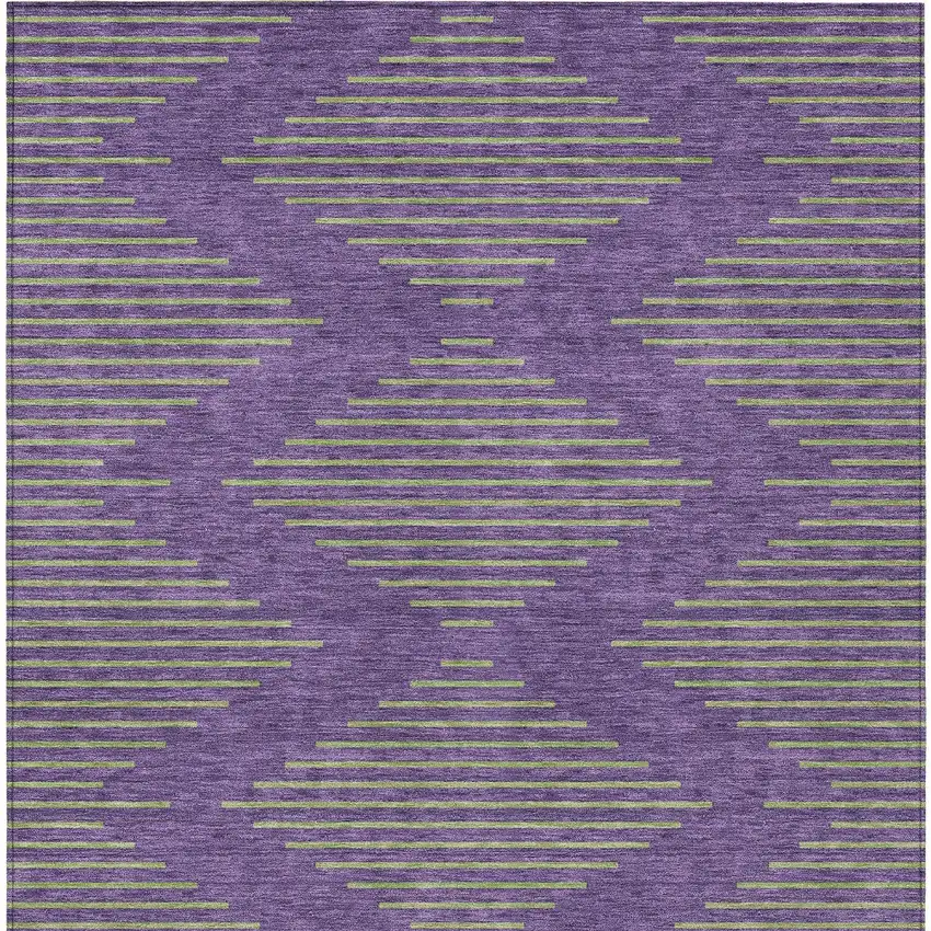 Purple And Green Geometric Washable Indoor Outdoor Area Rug Photo 6
