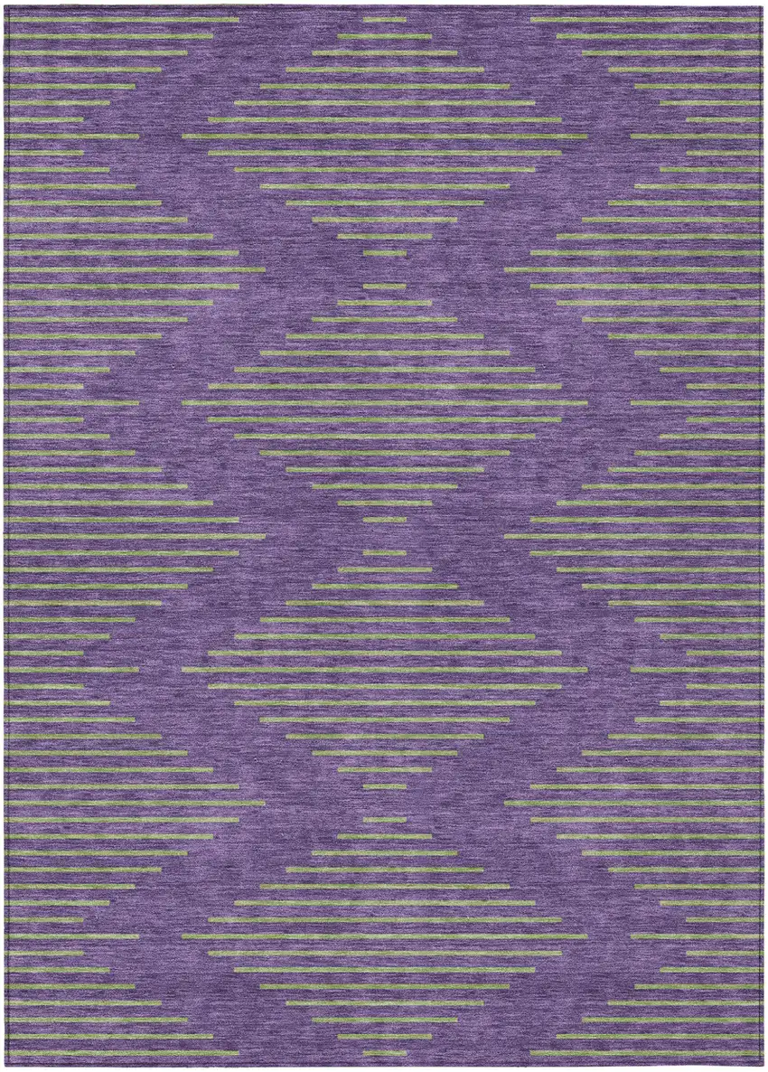 Purple And Green Geometric Washable Indoor Outdoor Area Rug Photo 2