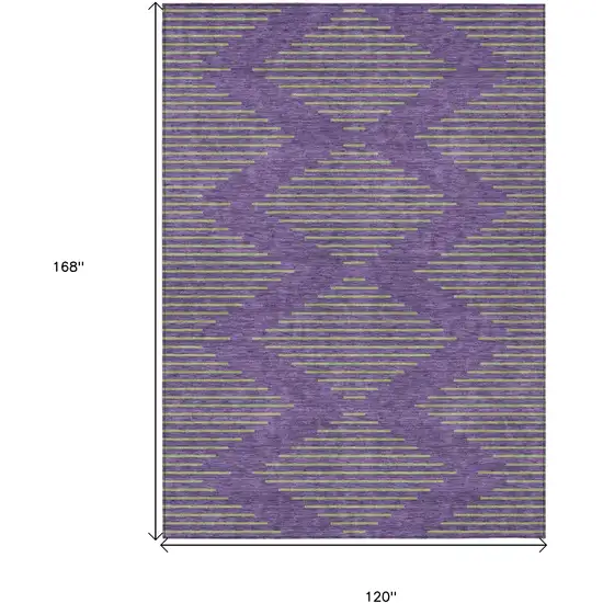 Purple And Green Geometric Washable Indoor Outdoor Area Rug Photo 3