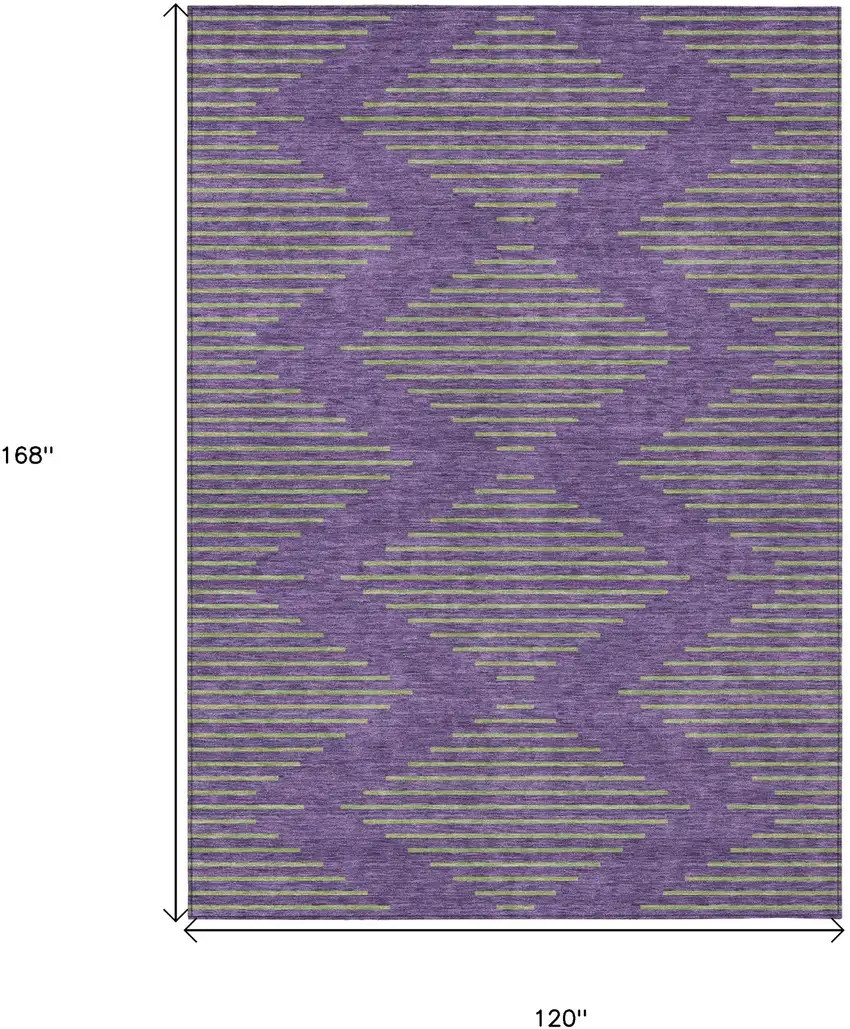 Purple And Green Geometric Washable Indoor Outdoor Area Rug Photo 3