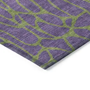 Photo of Purple And Green Geometric Washable Indoor Outdoor Area Rug