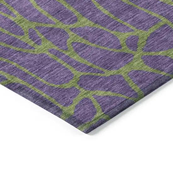 Purple And Green Geometric Washable Indoor Outdoor Area Rug Photo 5