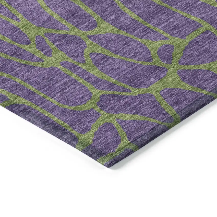Purple And Green Geometric Washable Indoor Outdoor Area Rug Photo 5