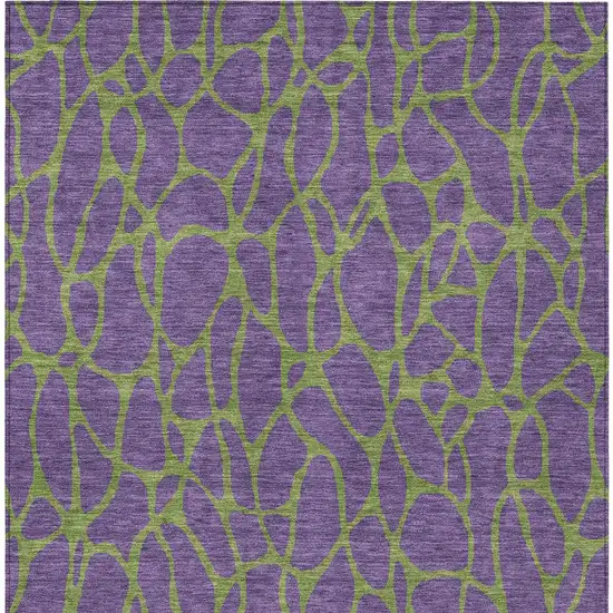 Purple And Green Geometric Washable Indoor Outdoor Area Rug Photo 7