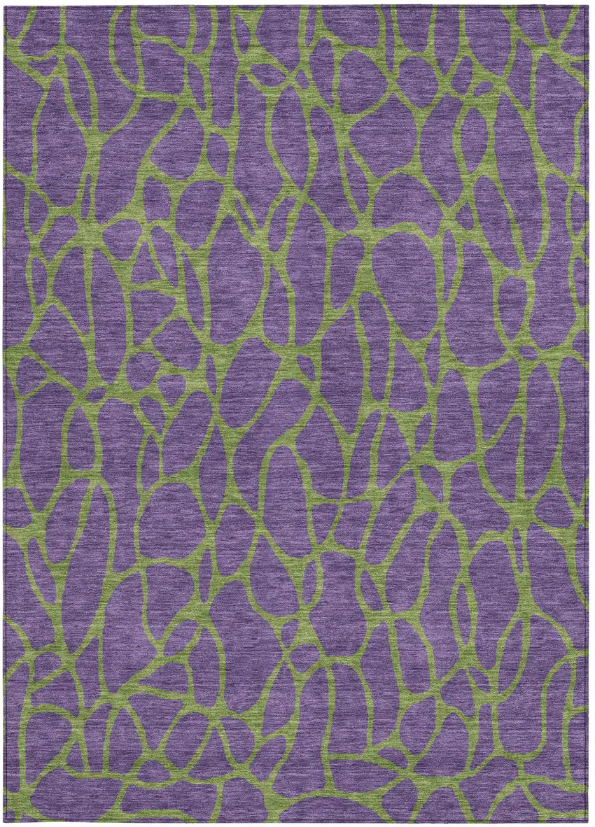 Purple And Green Geometric Washable Indoor Outdoor Area Rug Photo 7