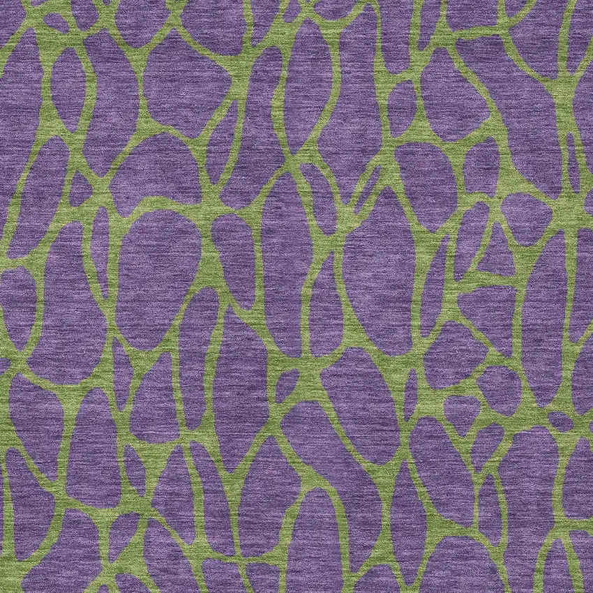 Purple And Green Geometric Washable Indoor Outdoor Area Rug Photo 6