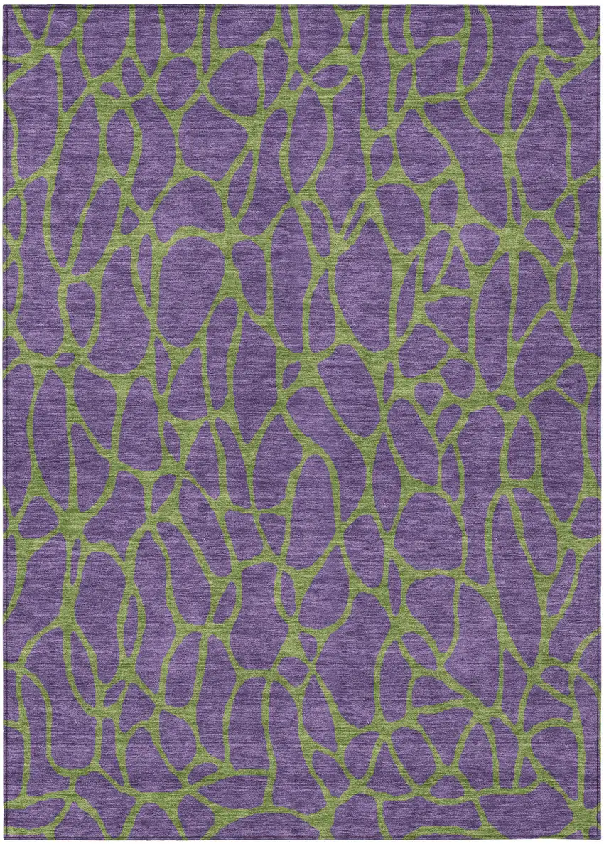 Purple And Green Geometric Washable Indoor Outdoor Area Rug Photo 2