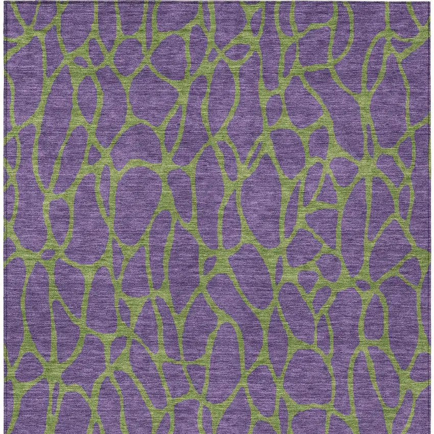 Purple And Green Geometric Washable Indoor Outdoor Area Rug Photo 6