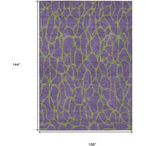 Photo of Purple And Green Geometric Washable Indoor Outdoor Area Rug
