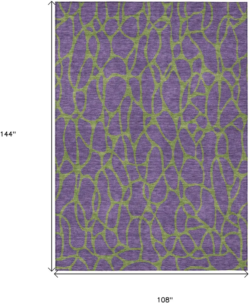Purple And Green Geometric Washable Indoor Outdoor Area Rug Photo 3