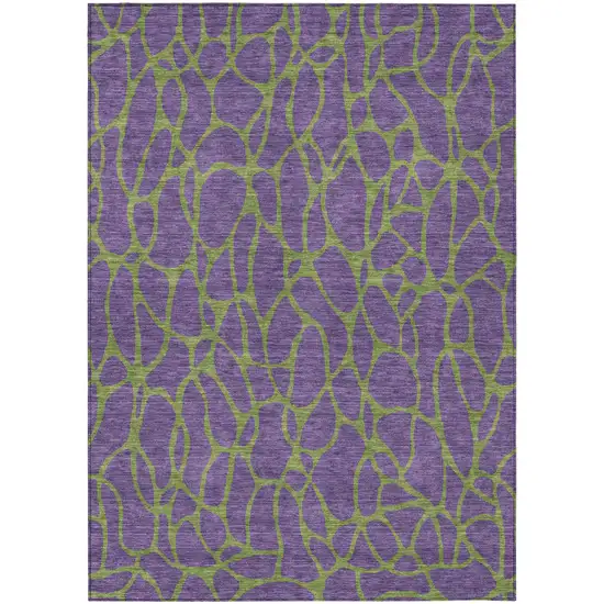 Purple And Green Geometric Washable Indoor Outdoor Area Rug Photo 2