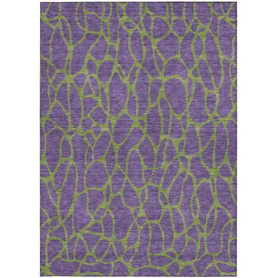 Purple And Green Geometric Washable Indoor Outdoor Area Rug Photo 7