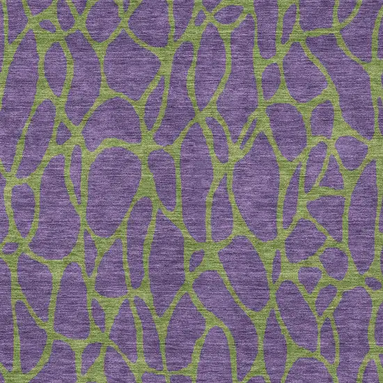 Purple And Green Geometric Washable Indoor Outdoor Area Rug Photo 6