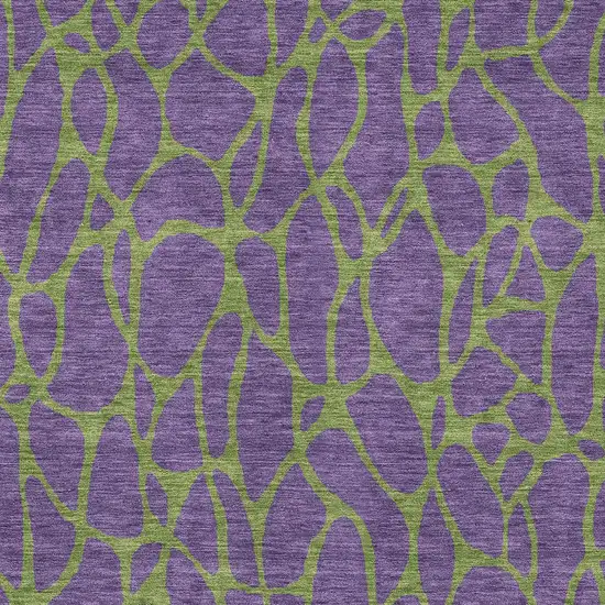 Purple And Green Geometric Washable Indoor Outdoor Area Rug Photo 6