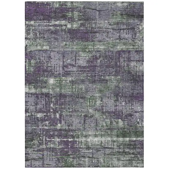 Purple And Green Geometric Washable Indoor Outdoor Area Rug Photo 1