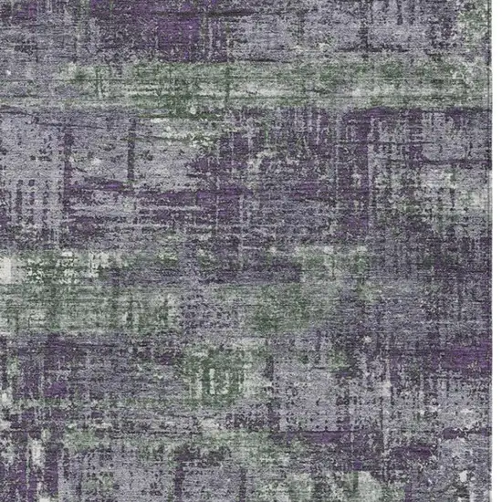 Purple And Green Geometric Washable Indoor Outdoor Area Rug Photo 4