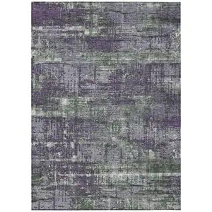 Photo of Purple And Green Geometric Washable Indoor Outdoor Area Rug