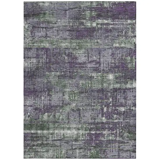 Purple And Green Geometric Washable Indoor Outdoor Area Rug Photo 4