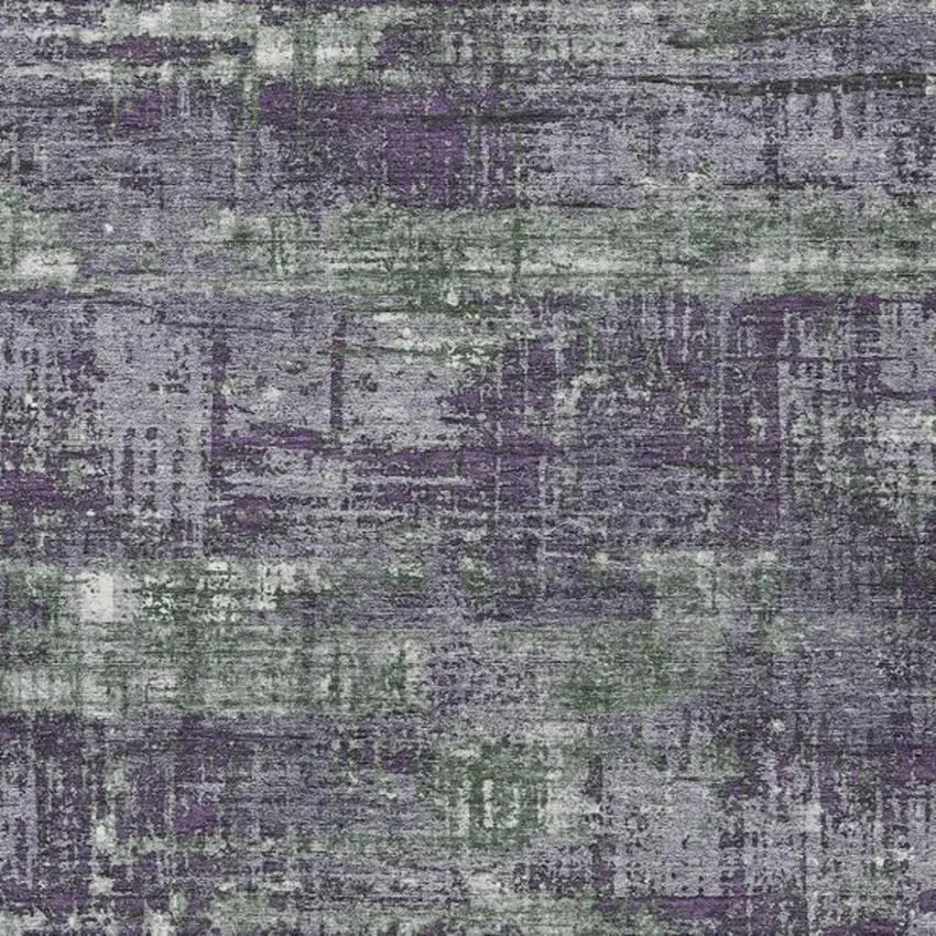 Purple And Green Geometric Washable Indoor Outdoor Area Rug Photo 4