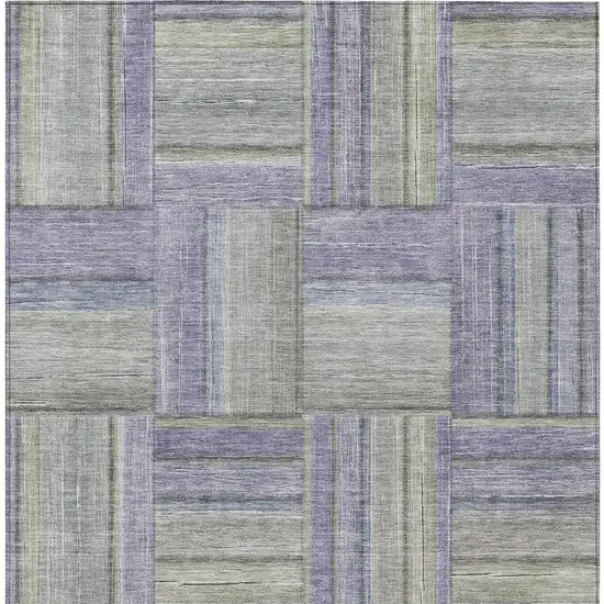 Purple And Green Geometric Washable Indoor Outdoor Area Rug Photo 7