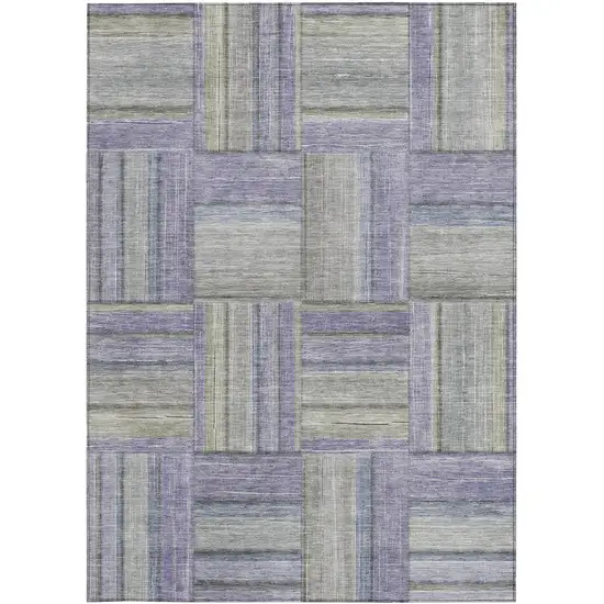 Purple And Green Geometric Washable Indoor Outdoor Area Rug Photo 2