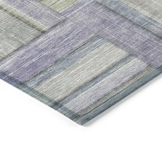 Purple And Green Geometric Washable Indoor Outdoor Area Rug Photo 5