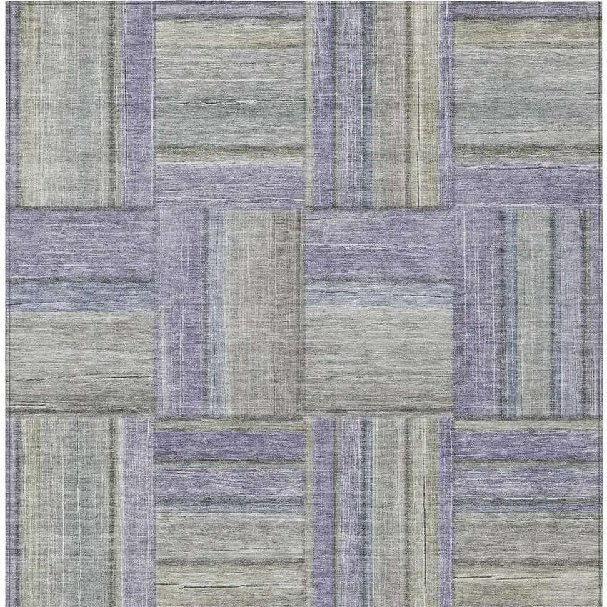 Purple And Green Geometric Washable Indoor Outdoor Area Rug Photo 6