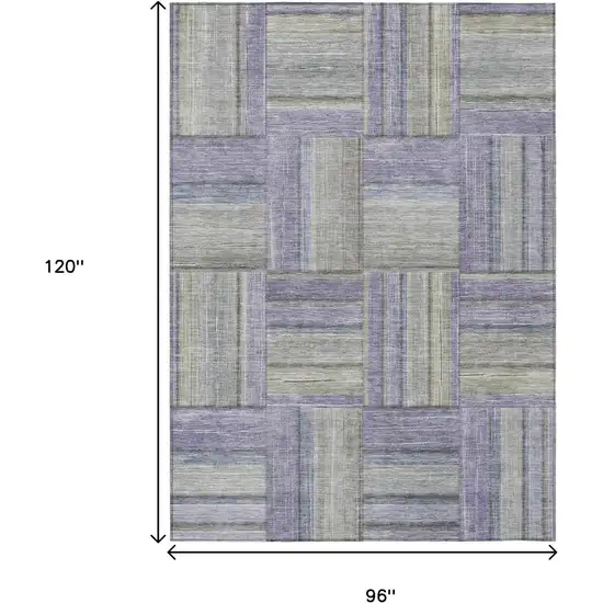 Purple And Green Geometric Washable Indoor Outdoor Area Rug Photo 3