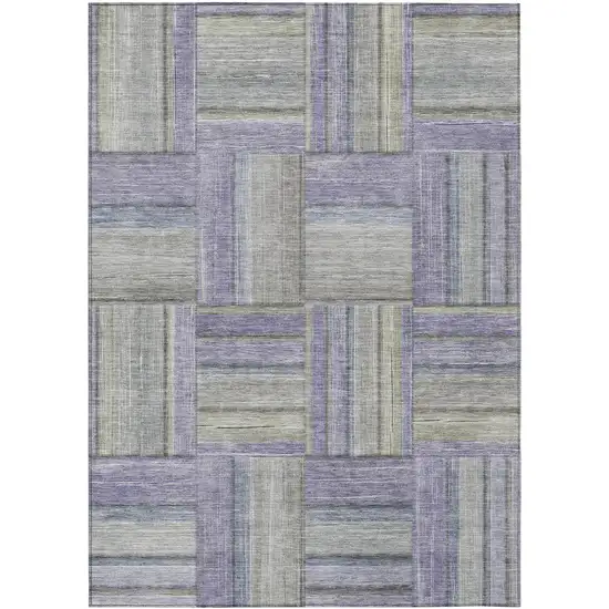 Purple And Green Geometric Washable Indoor Outdoor Area Rug Photo 2
