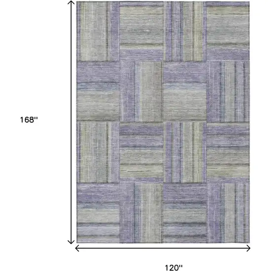 Purple And Green Geometric Washable Indoor Outdoor Area Rug Photo 3