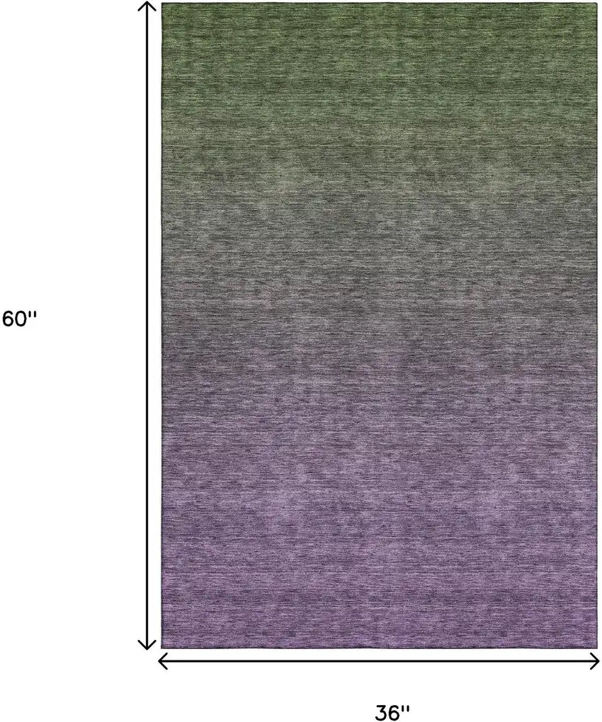 Purple And Green Ombre Washable Area Rug With UV Protection Photo 3