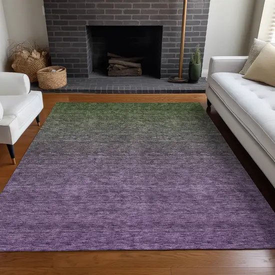 Purple And Green Ombre Washable Area Rug With UV Protection Photo 5