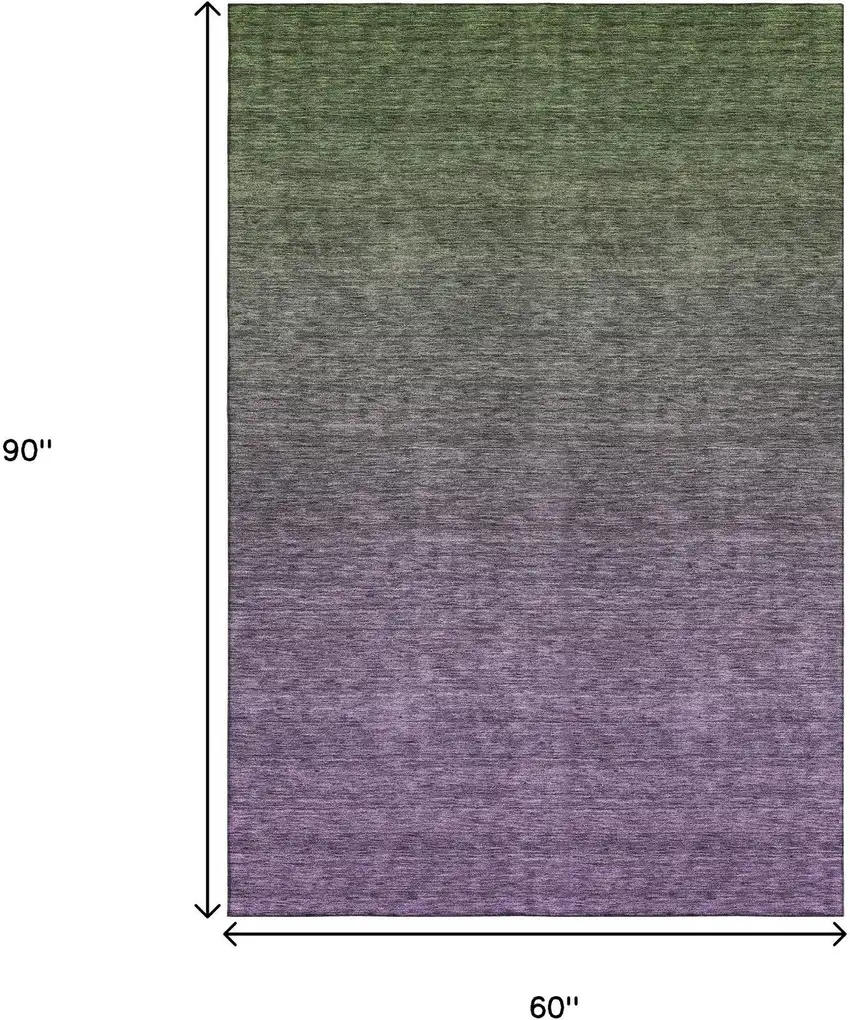 Purple And Green Ombre Washable Area Rug With UV Protection Photo 3