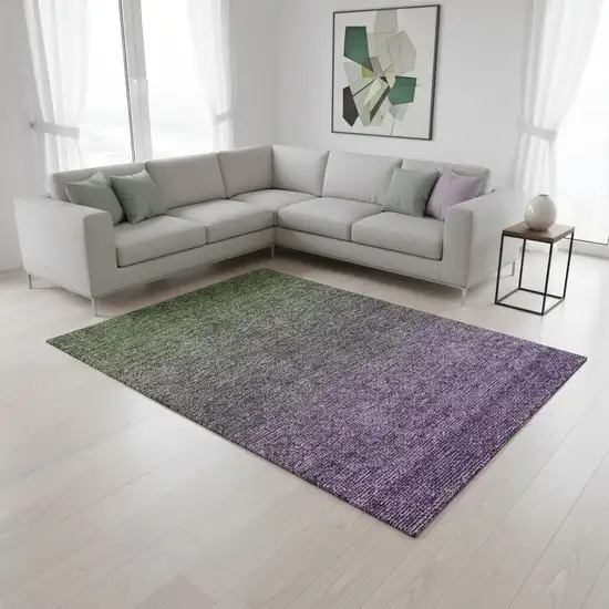 Purple And Green Ombre Washable Area Rug With UV Protection Photo 2