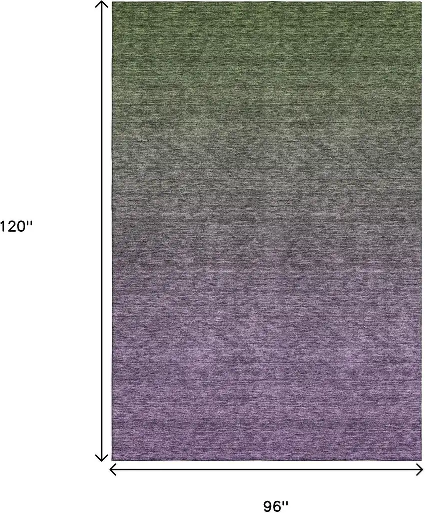 Purple And Green Ombre Washable Area Rug With UV Protection Photo 3