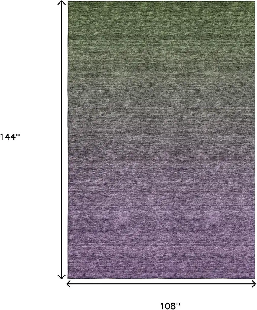 Purple And Green Ombre Washable Area Rug With UV Protection Photo 3