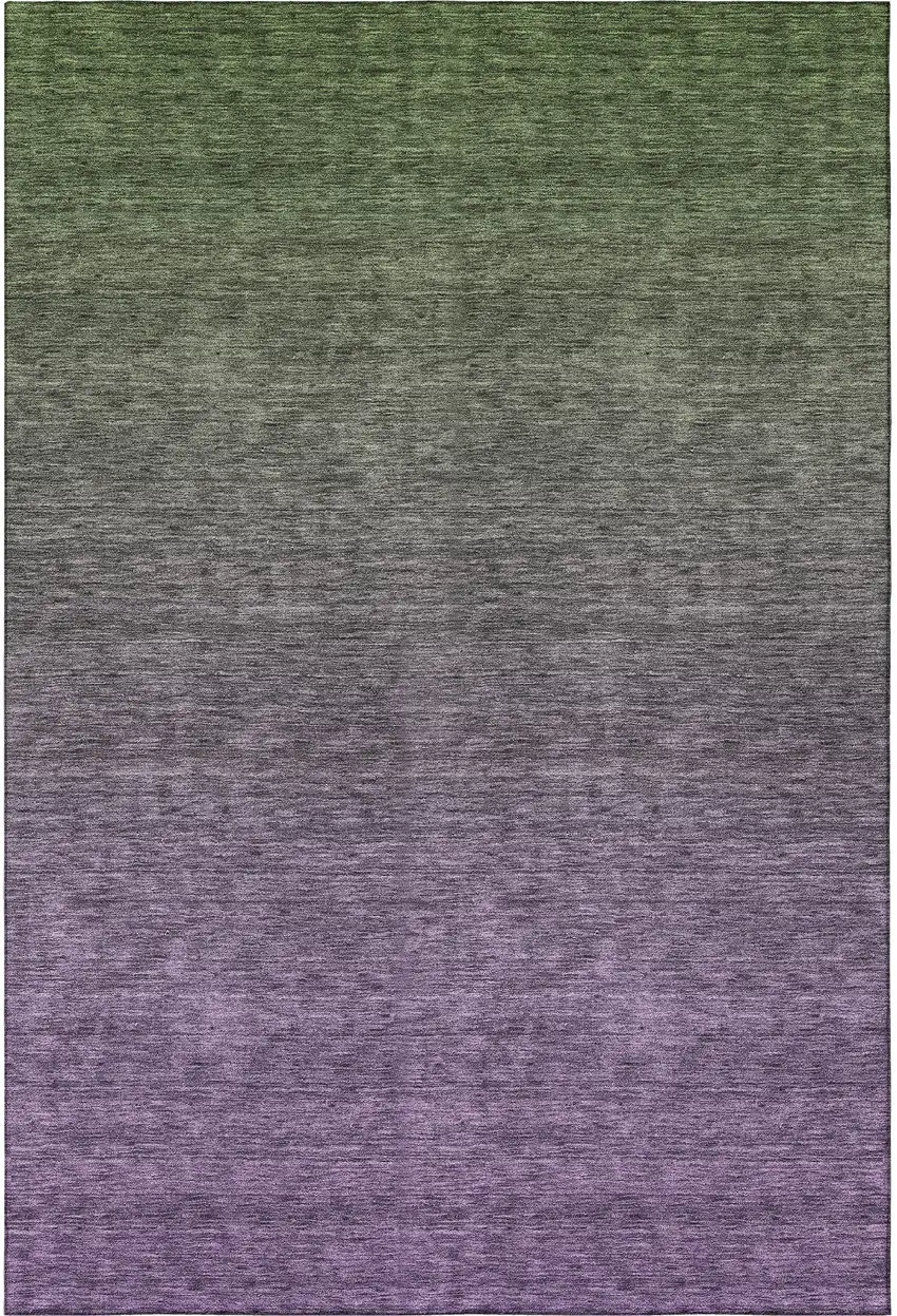 Purple And Green Ombre Washable Area Rug With UV Protection Photo 4