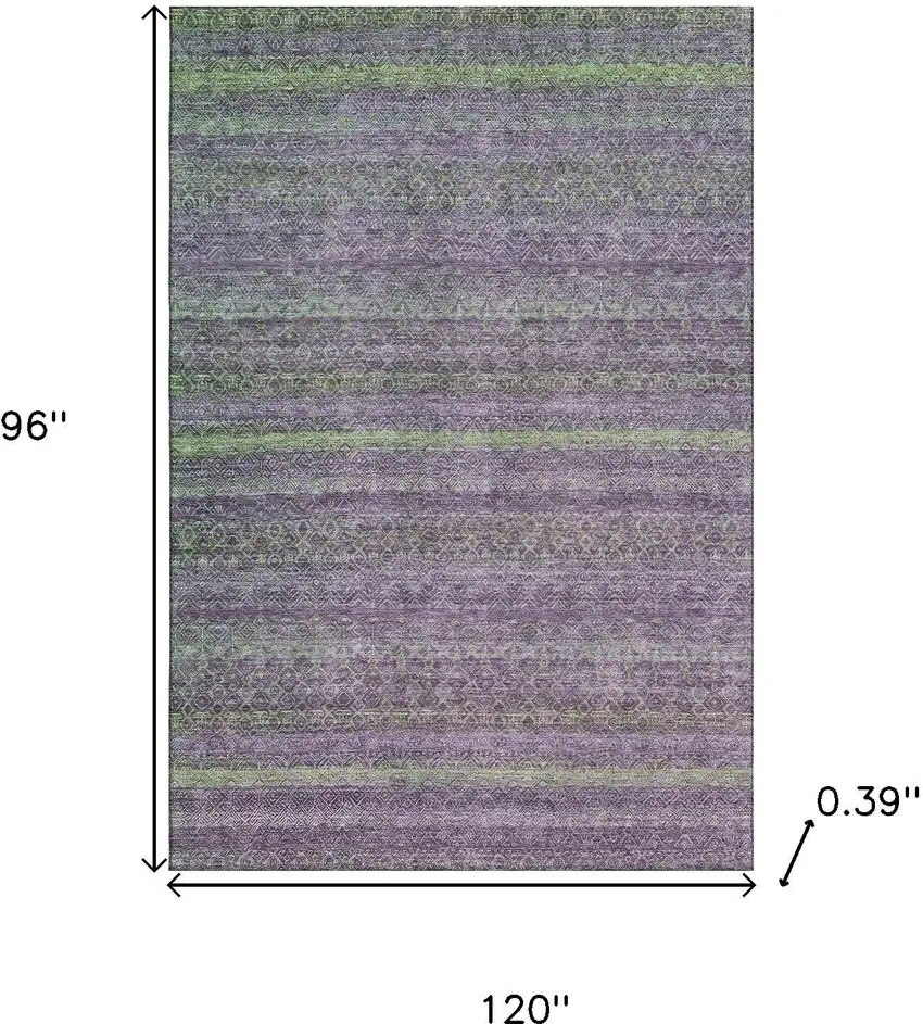 Purple And Green Striped Washable Area Rug With UV Protection Photo 9